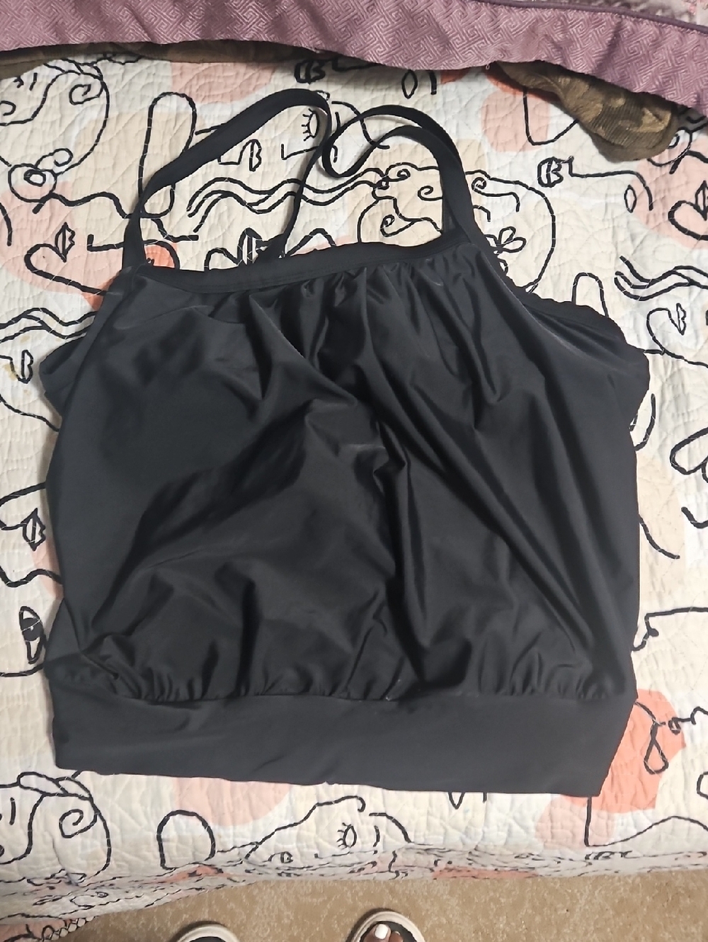 Time and Tru Black Swim Tank Top